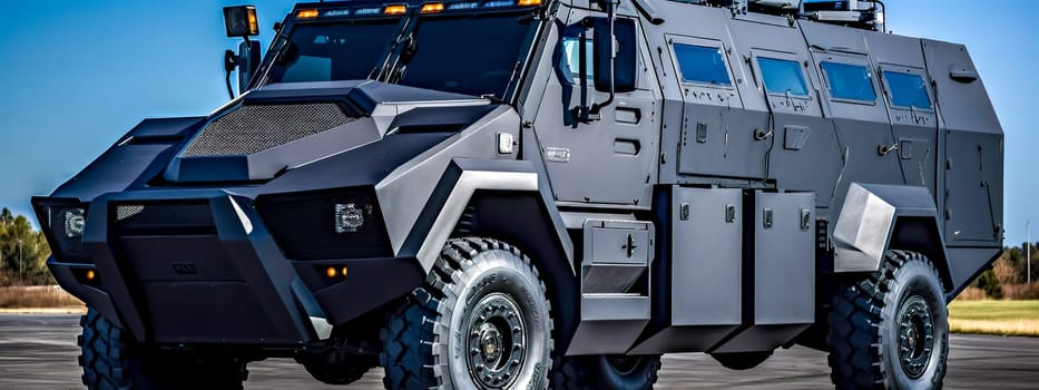 armored armored vehicles of special forces, for interventions in the city and transportation of money, made with Generative AI. High quality illustration