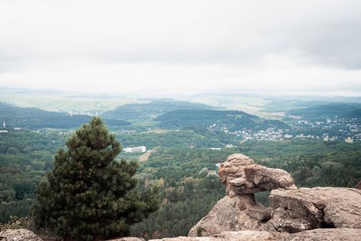 Mountain peak rocks landscape. Mountain panorama. Mountain range panoramic landscape. Mountain range panorama