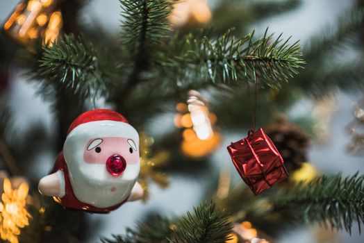 Santa Claus doll on Christmas tree