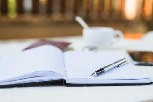 diary book blank page on white table