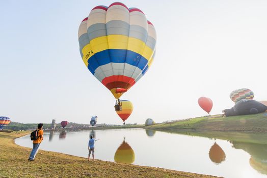 CHIANGRAI, THAILAND - February 13 : International Balloon Fiesta 2016 , February 13 2016 in Singha Park, CHIANGRAI, THAILAND