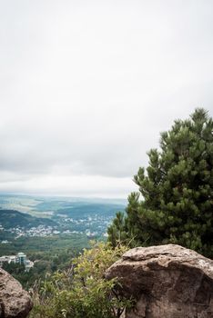 Mountain peak rocks landscape. Mountain panorama. Mountain range panoramic landscape. Mountain range panorama