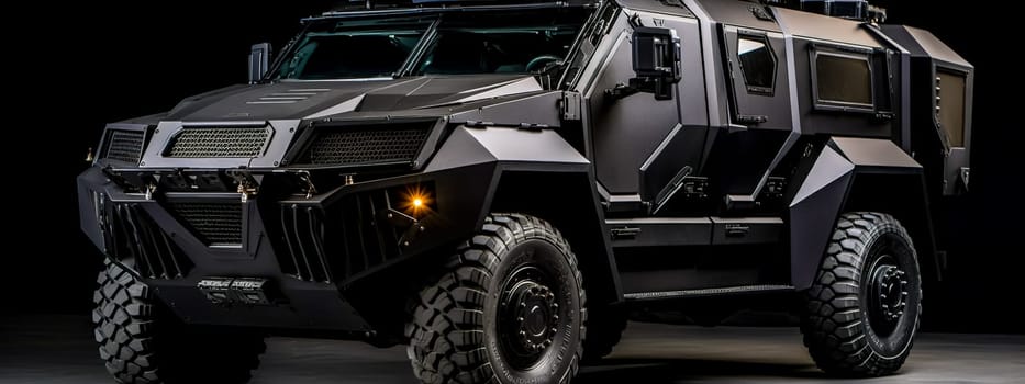 armored vehicles of special forces, for interventions in the city and transportation of money, made with Generative AI. High quality illustration