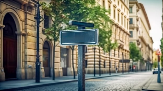 sign on the street of a latin South American city, made with Generative AI. High quality illustration