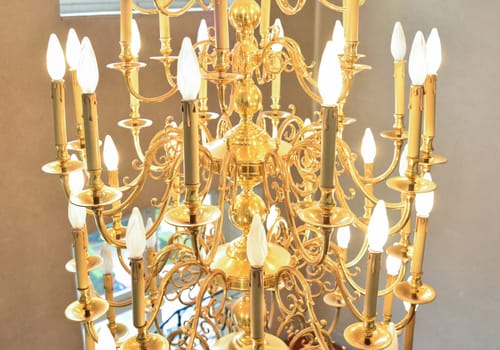 Big luxury chandelier with a lot of candles
