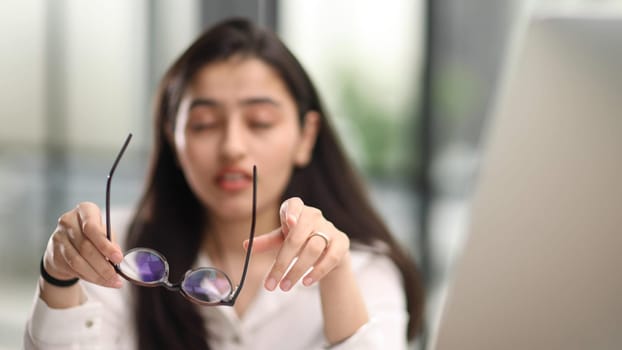 Vision, innovation and girl in corporate office ready to work on project, planning and idea