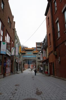 One of many streets in Chinatown near Saint Laurent in Old Montreal, Montreal Quebec Provence