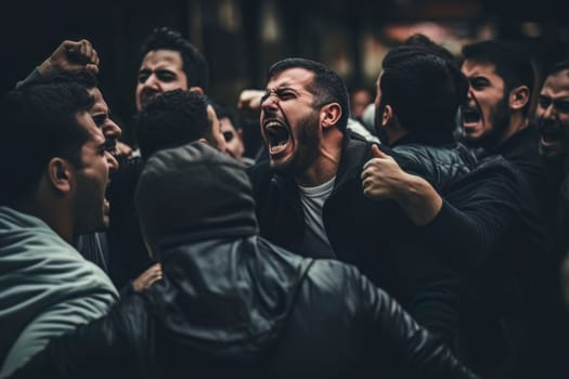 A passionate young man expressing his anger and frustration through shouting and gesturing