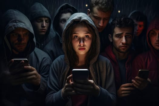 An illustrative image of a girl using a smartphone, isolating herself from society, representing the detrimental effects of social media on intellectual engagement.