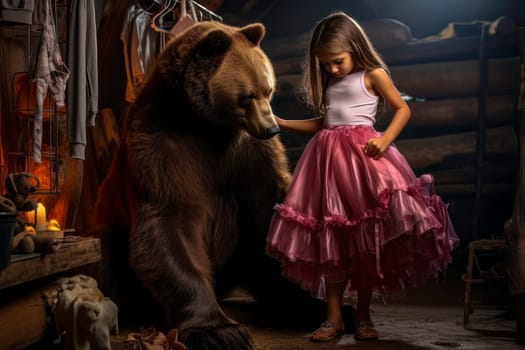 Image portraying a little girl with her fairy bear engrossed in a smartphone, symbolizing the hypnotic impact of social media on modern generations.