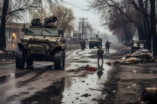 A powerful image capturing the aftermath of a war, depicting scenes of devastation and destruction.