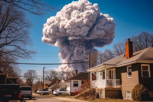 Captivating image capturing the devastating impact of a nuclear explosion. Illustrates the destructive power of atomic energy.