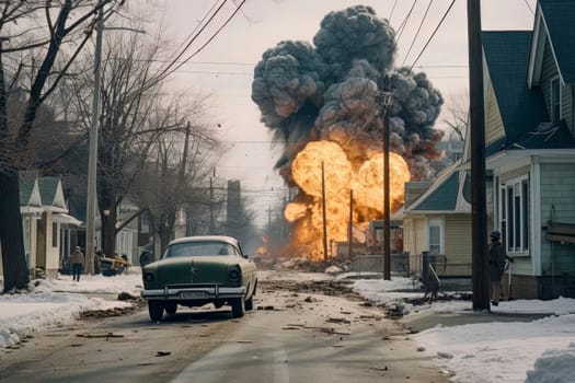 Captivating image capturing the devastating impact of a nuclear explosion. Illustrates the destructive power of atomic energy.