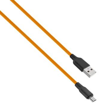cord with USB and micro USB connector on white background in insulation