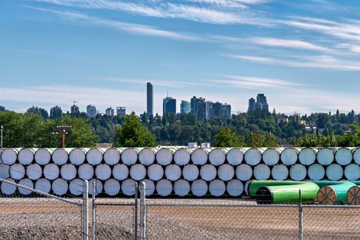 Storage of Large-diameter Seamless Steel Tubes in Vancouver.
