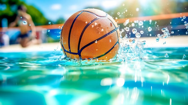 water polo, ball falling into water, made with Generative AI. High quality illustration