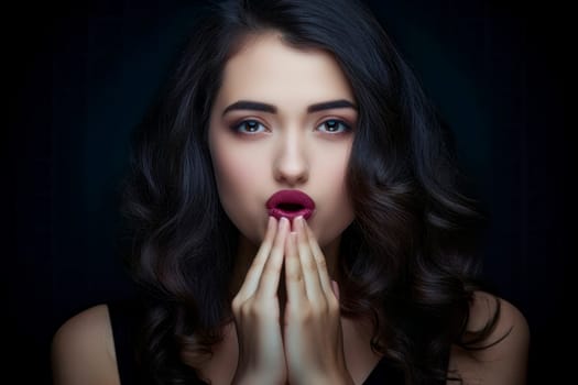 Close-up shot of a surprised young girl with hands near her mouth, embodying shock and astonishment.