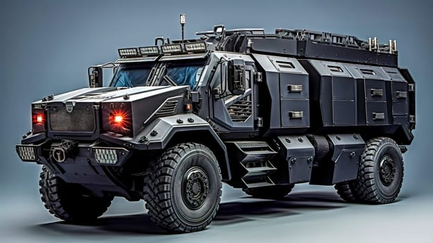 armored vehicles of special forces, for interventions in the city and transportation of money, made with Generative AI. High quality illustration