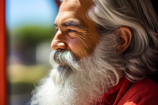 Close-up portrait of a wise and distinguished older man with a long beard.