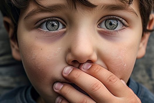 A compelling photo capturing a child covering their mouth, representing the concept of self-censorship
