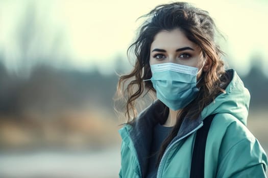 Young girl in a medical mask, symbolizing censorship during the pandemic by a corrupt government