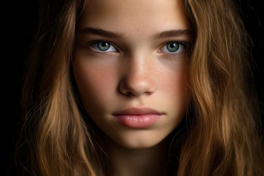 Capture the raw emotions and expressive nature of a young girl in this captivating close-up photograph