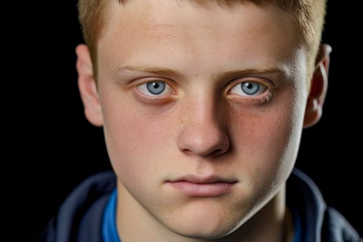 This captivating photo captures the defiant gaze of a young boy, filled with anger and determination