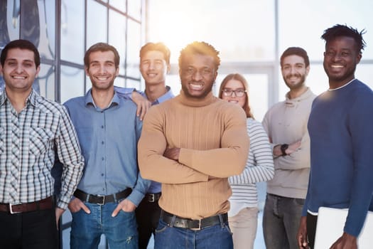 Business people standing at a meeting in a conference room