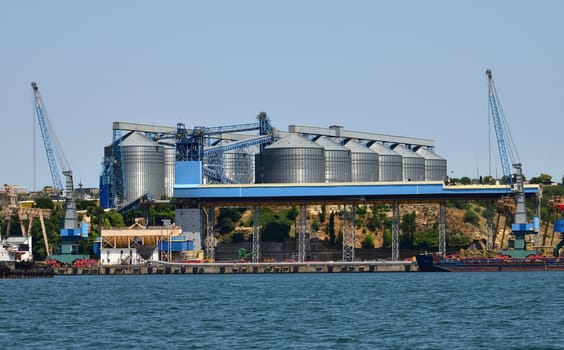 Sevastopol, Crimea - July 3, 2019. Grain terminal with capacity of 170 thousand tons