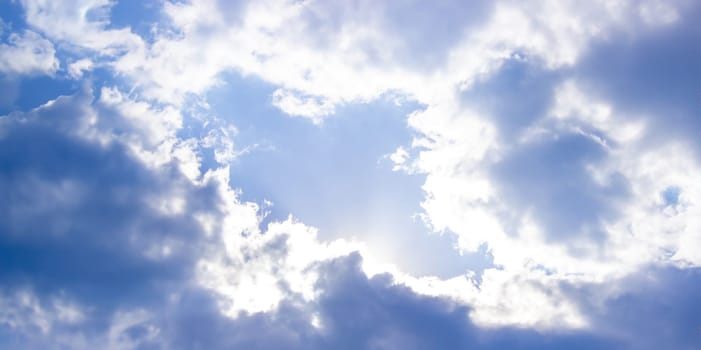 Summer blue sky cloud gradient light white background. Selective focus