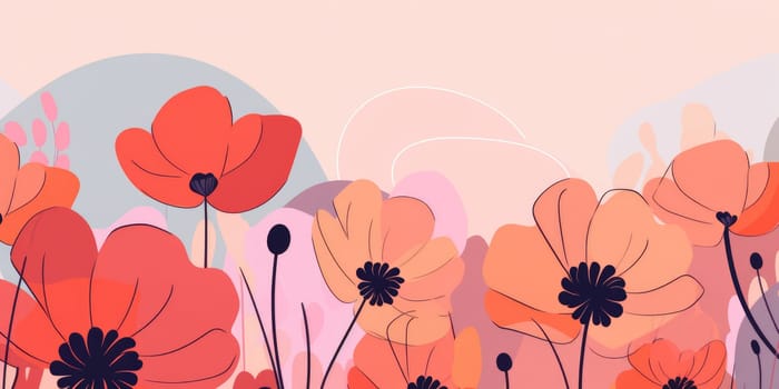 Beautiful abstract colorful simple doodle cartoon floral design background. beautiful Generative AI AIG32