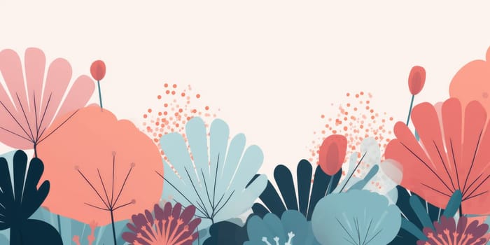 beautiful abstract teal pink orange simple doodle cartoon floral design background. beautiful Generative AI AIG32