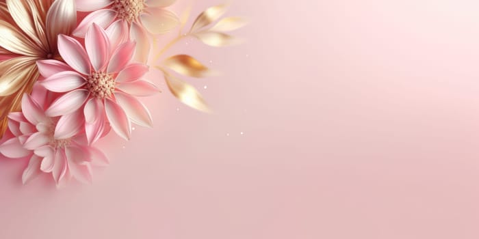 Beautiful abstract gold and pink floral design background. beautiful Generative AI AIG32