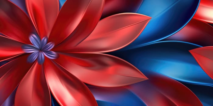 Beautiful abstract red and blue glossy metallic floral design background. beautiful Generative AI AIG32