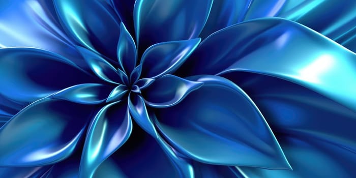 Beautiful abstract blue glossy metallic floral design background. beautiful Generative AI AIG32