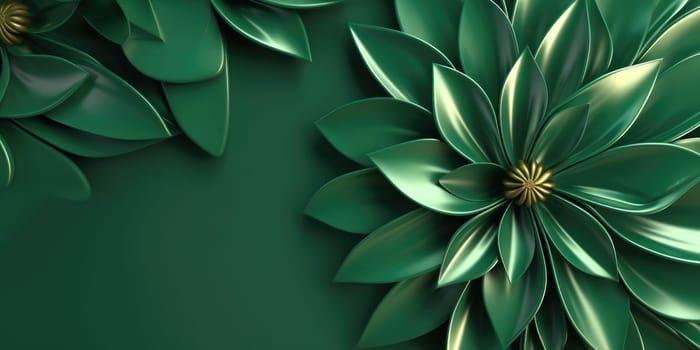 Beautiful abstract green glossy metallic floral design background. beautiful Generative AI AIG32