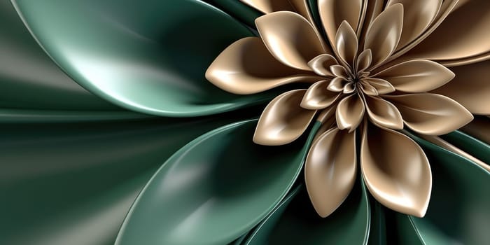 Beautiful abstract green brown glossy metallic floral design background. beautiful Generative AI AIG32