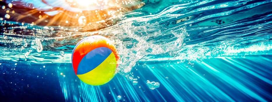 water polo, ball falling into water, made with Generative AI. High quality illustration