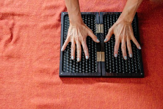 Board with sharp nails, Sadhu Board. yoga practice. Yoga and health concept