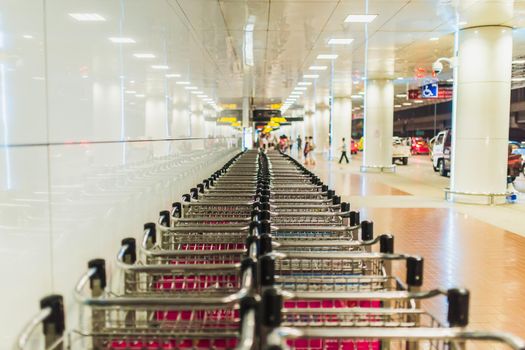 luggage carts at modern airport