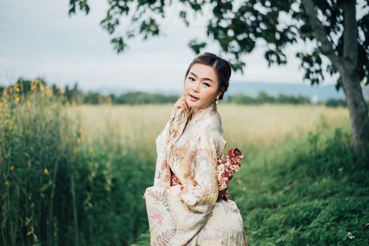 The girl cute with japanese yukata