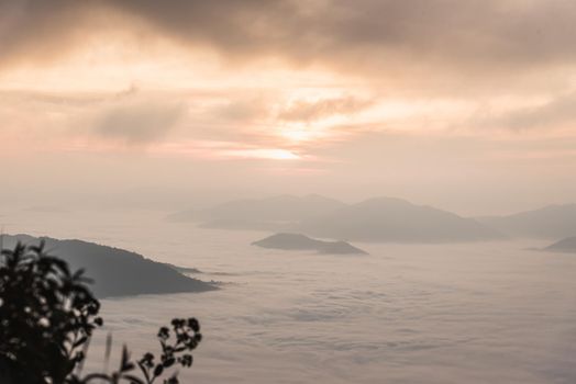 fog and cloud mountain valley landscape