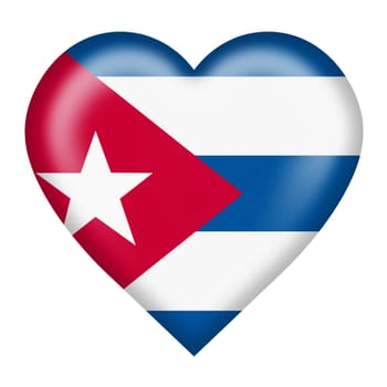A Cuba flag heart button isolated on white with clipping path 3d illustration