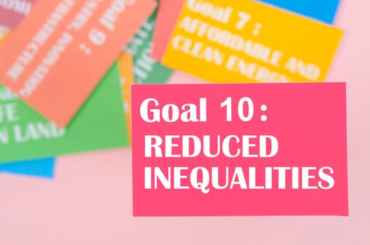 Goal 10 : Reduced Inequalities. The SDGs 17 development goals environment. Environment Development concepts.