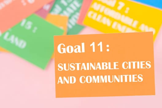Goal 11 : Sustainable cities and communities. The SDGs 17 development goals environment. Environment Development concepts.