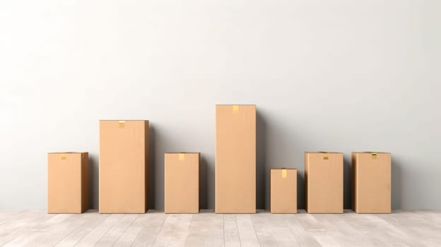 Pile of cardboard boxes packages on white background. Generative Ai