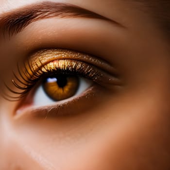 Close up of female brown eye.Generative ai.