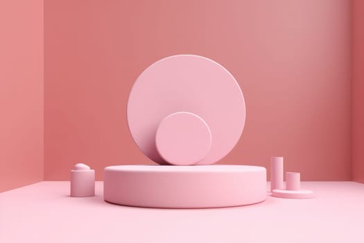 Minimal abstract colorful pink podium, product display. AI Generative