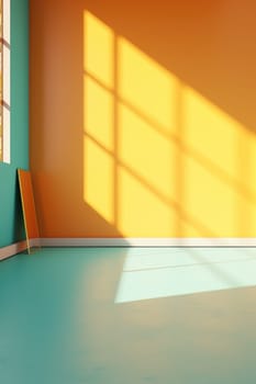 Colorful minimal interior, wall and floor with shadow, AI Generated . High quality photo