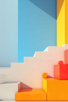 Colorful minimalism. Colorful architecture buildings, minimal abstract design, AI Generated.